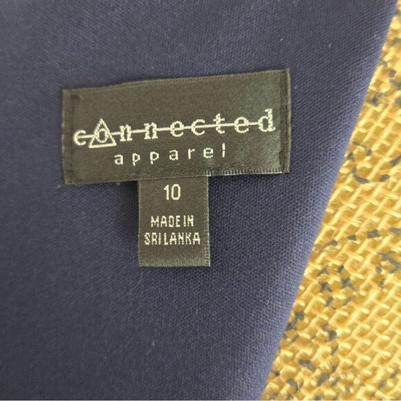 Connected Apparel Navy & Aqua Midi Dress w Front Lace Panel Sz 10 - Picture 6 of 9